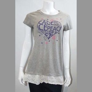 Grey/White Lace Peace Women's T-Shirt - Size L/XL